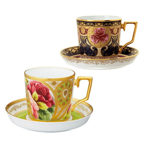 ノリタケ ( NORITAKE ) 日本製 オマージュコレクション 色絵薔薇文 ＆ 若草色絵薔薇文 コーヒーカップ＆ソーサーペア 160ml [ブランドロゴ入りギフトBOX] 人気 ギフト 御祝 結婚祝 出産祝 新築祝 結婚内祝 出産内祝 新築内祝 各種内祝 記念品 歳祝