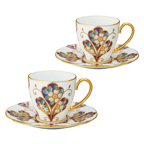 ノリタケ ( NORITAKE ) 日本製 オマージュコレクション 雲母金彩花文 コーヒーカップ＆ソーサーペア 160ml [ブランドロゴ入りギフトBOX] 人気 ギフト 御祝 結婚祝 出産祝 新築祝 結婚内祝 出産内祝 新築内祝 記念品 歳祝