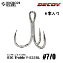 カツイチ デコイ ビッグトレブル Y-S23BL #7/0 TIN (Aqua Block) 6本入 4989540310113 KATSUICHI DECOY BIG TREBLE 釣り 釣具 釣り道具 フィッシング フック 釣り針 トレブルフック バーブレス GT ヒラマサ マグロ