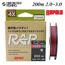 【 期間限定エントリーでP10倍 】ラパラ PEライン ラップラインPE 200m 2.0号 3.0号 30lb 36lb マルチカラー Rapala RAP LINE PE MULTI COLOR 釣り 釣具 釣り道具 フィッシング ライン PEライン 釣り糸