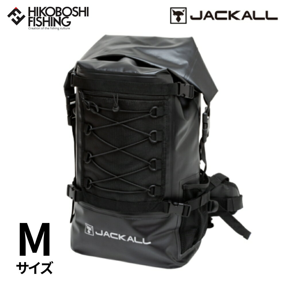 ジャッカル ウォータープルーフバックパック Mサイズ 約20~25L ブラック JACKALL 釣り 釣具 釣り道具 フィッシング リュック 収納 防水タックルバッグ オフショア 遠征 アウトドア トレッキング ターポリン 2way