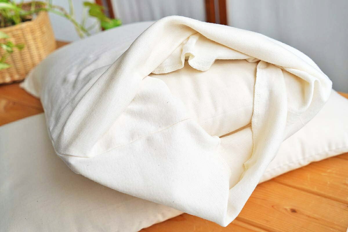 ゆるエコ 『わた安眠枕』中わたまでオーガニックコットン　心地良い睡眠を
