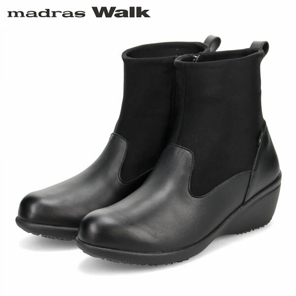 【GORE-TEX】 マドラスウォーク madras Walk　ショートブーツ　MWL1026防水・透湿機能のGORE-TEXファブリクスを使用。水の浸入を防ぐだけではなく、靴内部の蒸れた空気を外に逃がし、足元を常にドライで快適に保つよう設計しています。トラベル・ウォーキングなど、さまざまなライフスタイルのシーンで、雨の日も晴れの日も、いつでも気軽に履ける高機能シューズです。ソールは軽量でソフトなEVAソールを採用しました。ラバーの素材面も配置し、グリップ性に優れているので、雨の日の濡れた地面での歩行も快適にサポート致します。※履き口とブーツの筒部分にはクッション性や強度を上げる為に、裏材を貼ってありますので伸び縮みはしない素材となります。※完全防水ではございませんのでご注意ください。商品詳細性別：婦人発売シーズン：2022A/Wアッパー材料：牛革ソール素材：合成ヒールの高さ：5cm原産国：インドネシア madras Walk（マドラスウォーク）とは “快適な履き心地を追求し、機能性とデザインを融合 GORE-TEX ファブリクスを搭載した防水シューズブランド” 2000年にデビューした「madras Walk」は、 防水性と透湿性の高いGORE-TEX ファブリクスを搭載したシューズブランド。 水の浸入を防ぐだけでなく、靴内部の蒸れた空気を外に逃がし、 足元を常にドライで快適に保つよう設計されています。 トラベル・ウオーキング・ビジネスなどの、ライフスタイルの様々なシーンで、 雨の日も晴れの日も、いつでも気軽に履ける高機能シューズを提案します。 ※メーカーやモデル等によりサイズ感は異なります。サイズは目安としてお考えください。 ※写真の色と実際の商品の色は多少異なる場合がございます。 ※商品画像はメーカー提供のサンプル画像です。 製品仕様・デザインは改良のため予告なく変更される場合がありますのでご了承ください。 正規品 未使用新品 当店のブランド商品は全て本物です。安心してショッピングをお楽しみください。