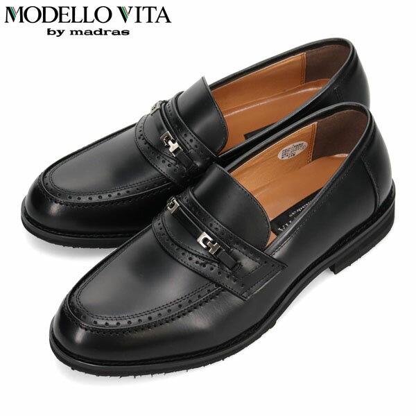 モデロヴィータ MODELLO VITA メンズ 紳士靴 ビットローファー スリッポン ビジネスシューズ SPVT5572 BLACK 4E マドラス madras MOVSPVT5572BLA