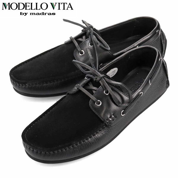 モデロヴィータ MODELLO VITA メンズ 紳士靴 ドライビングシューズ ローファー スリッポン VT8806 BLACK/C マドラス madras MOVVT8806BLAC