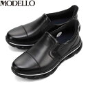 モデロ MODELLO メンズ レザー スリッポンDM3343 BLACK カバロス加工 抗菌防臭 速乾 マドラス madras MODDM3343BLA