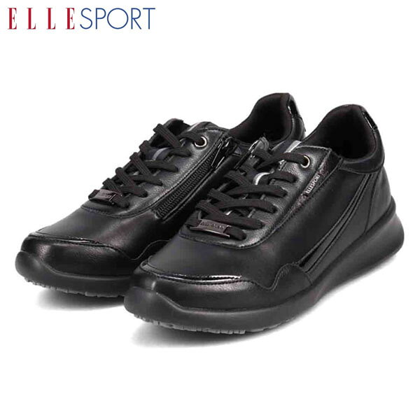 エルスポーツ ELLESPORT レディース 厚底スニーカー シューズ ヒールスニーカー BLACK 4.5cm 軽量 スタイルアップ 美脚 マドラス madras ELLESP12587BLA