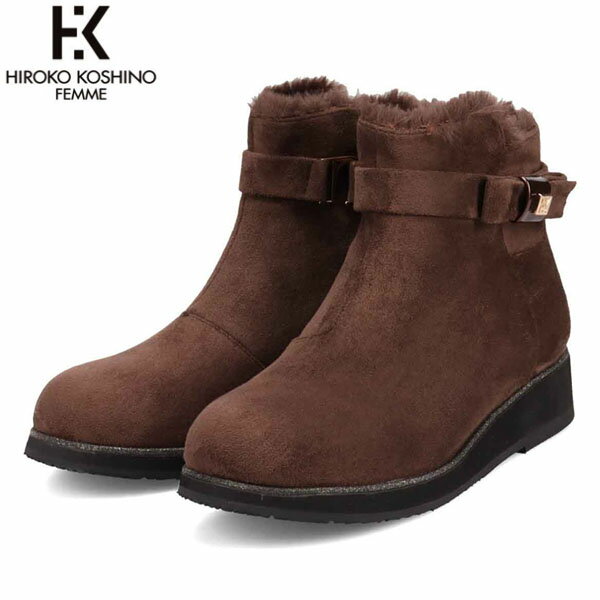HIROKO KOSHINO FEMME ヒロココシノ ファム レディース ショートブーツ HRL4002 D-BROWN-SILKY 撥水 滑りにくい 4センチヒール マドラス madras HKFHRL4002DBRS