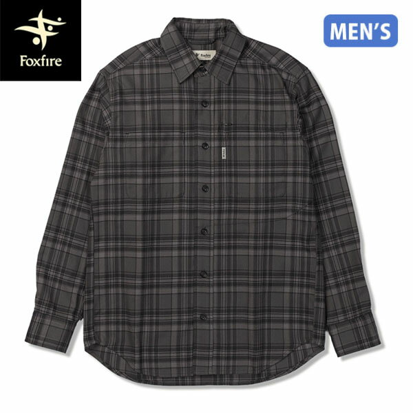 フォックスファイヤー Foxfire メンズ 長袖シャツ TSラフチェックシャツ チャコール(023) 中厚地 アウトドア FOX5112529023
