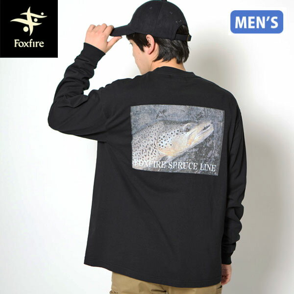 フォックスファイヤー Foxfire メンズ 長袖Tシャツ FFヘリテージフォトプリントT ブラック(025) SPRUCE LINE FOX6115564025