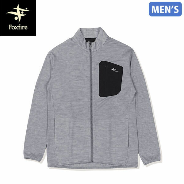 フォックスファイヤー Foxfire メンズ 長袖ジップアップ マイクログリッドウールフルZIP グレー メリノウール 汗冷え防止 遮熱 FOX5215654020