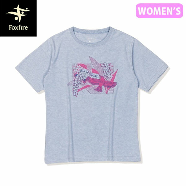 Rakuten - フォックスファイヤー Foxfire レディース 半袖Tシャツ CシールドトロピカルT S/S フェードブルー 遮熱 ボタニカル FOX8215676052