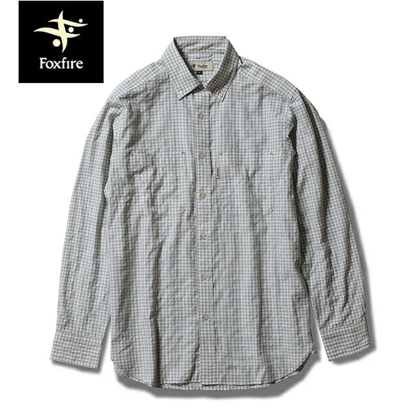 フォックスファイヤー Foxfire メンズ 長袖シャツ TSサッカーギンガムシャツ ギンガムチェック ライトグレー（021） FOX5212193021