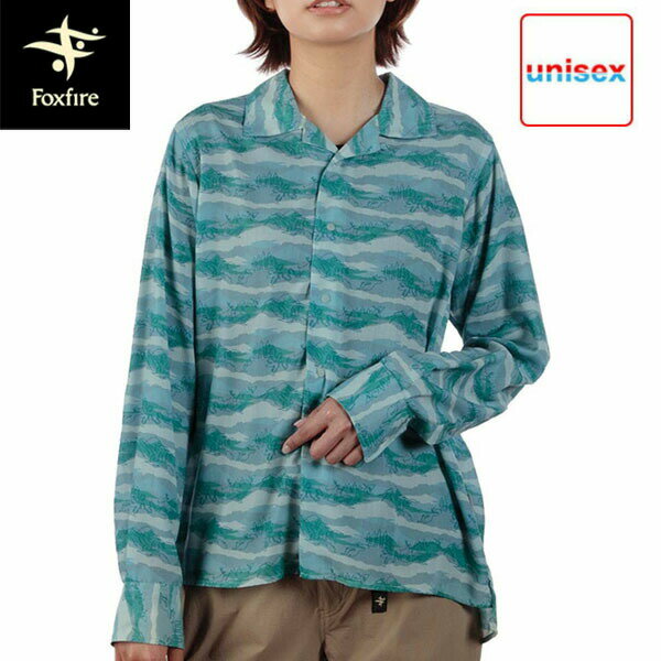 フォックスファイヤー Foxfire メンズ レディース シャツ 長袖 総柄 エンドレスライズシャツ ミストミント(247) FOX5212523247