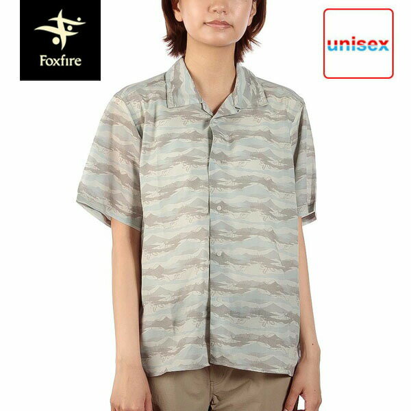フォックスファイヤー Foxfire メンズ レディース シャツ 半袖 総柄 エンドレスライズシャツS/S サンド(005) FOX5212527005