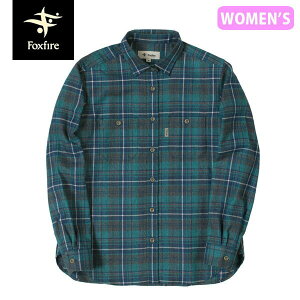 セール フォックスファイヤー Foxfire レディース TS Melange Check Shirt TSメランジチェックシャツ 長袖 シャツ 吸汗速乾 ハイキング 登山 アウトドア キャンプ フェス グリーン T-FOX8112935060 国内正規品