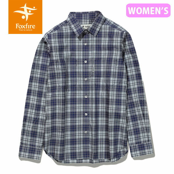 セール フォックスファイヤー Foxfire SCミドルチェックシャツ SC Middle Check Shirt レディース 長袖シャツ スコーロン 防虫 UVカット キャンプ アウトドア おしゃれ ブルー T-FOX8212147040