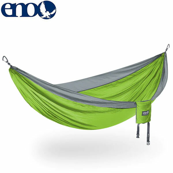 DoubleNest Hammock -New-ベストセラーのDoubleNest Hammockがリニューアルしました！・bluesignR認証のファブリック素材を採用（無地のみ）・5%長くなったボディ・新しく改良されたカラビナとパーツ類・スタッフサック内側に新たなポケットを追加・新たなカラーバリエーション広々としたサイズは非常に快適で、2人で腰かけるのはもちろんですが、1人でのご使用にもオススメです。※キャンプ場やフィールドでご使用いただく場合、別途サスペンションが必要です。※DoubleNest Hammockと組み合わせてご使用いただくには Atlas Suspension System が最適です。耐荷重：約180kg (2人まで)寸法：約2.9m × 1.92m (収納時：10.2cm × 14cm)重さ：約538g素材 ：FreeWaveR 70D Nylon Taffeta, Anodized 7075 Aluminum付属品および備考：専用カラビナ付（登はん用ではありません） enoとは 1990年夏、ピーターとポールのピンホルスター兄弟がフロリダで発足したブランド。兄弟は世界で一番快適なハンモックを作り、それを売ることに情熱を注ぎ、やがてビジネスへと成長。彼らは自分達と似たような波長の人たちに向けた快適なハンモックやアクセサリーを開発・供給してしています。 ※メーカーやモデル等によりサイズ感は異なります。サイズは目安としてお考えください。 ※写真の色と実際の商品の色は多少異なる場合がございます。 ※商品画像はメーカー提供のサンプル画像です。 製品仕様・デザインは改良のため予告なく変更される場合がありますのでご了承ください。 正規品 未使用新品 当店のブランド商品は全て本物です。安心してショッピングをお楽しみください。