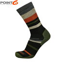 POINT6 ポイント6 メンズ レディース 靴下 ソックス メリノウール Hiking Mixed Stripe Medium Crew Black/Oliv...
