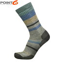 POINT6 ポイント6 メンズ レディース 靴下 ソックス メリノウール Hiking Mixed Stripe Medium Crew Stone/Ocea...