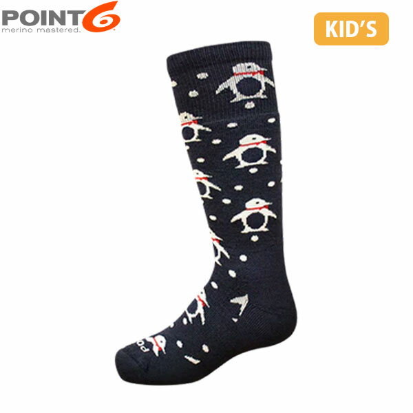 POINT6 ポイント6 キッズ スキー スノーボード 靴下 ソックス Kids Penguins Midium OTC DarkNavy メリノウール 中厚手 P64444DNV