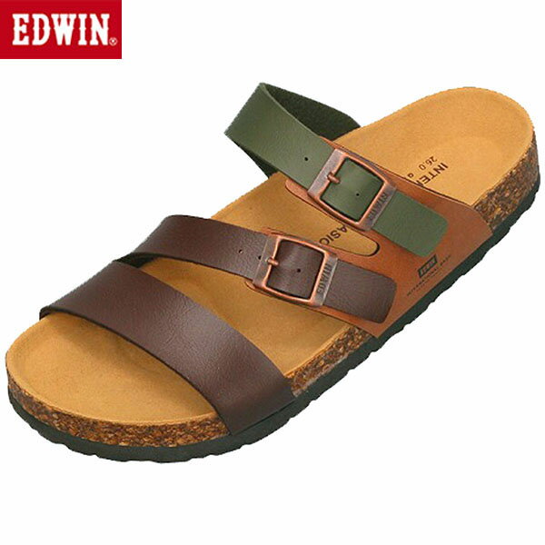 エドウィン EDWIN サンダル メンズ フットベッド D.ブラウン EB1005 カジュアル シューズ EDWEB1005208