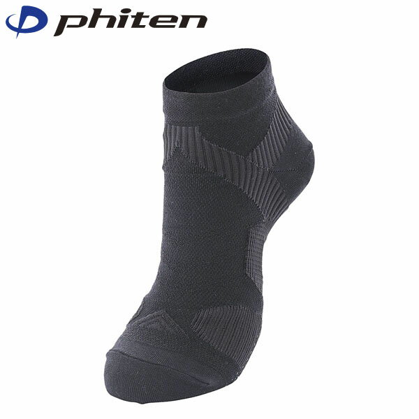 ファイテン Phiten レディース スポーツ専用ソックス 靴下 足王(ソッキング) 丸つま先タイプ ブラック/グレー 22-24cm PHIAL946170