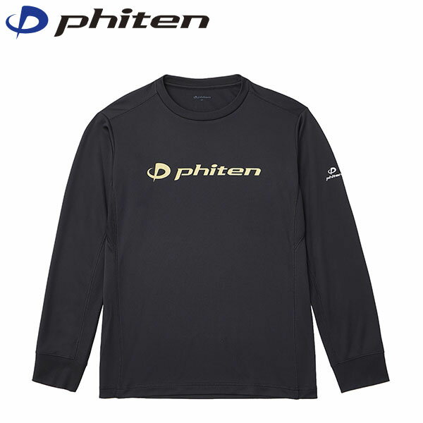 ファイテン Phiten メンズ レディース 長袖シャツ RAKUシャツ 長袖 ブラック/ゴールド L スポーツ 吸汗速乾 ルームウェア パジャマ PHIJG6...