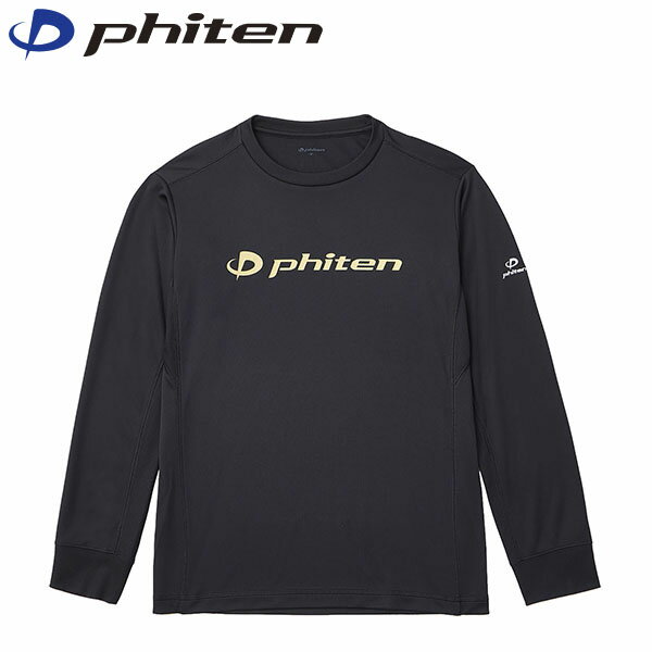 ファイテン Phiten メンズ レディース 長袖シャツ RAKUシャツ 長袖 ブラック/ゴールド XO スポーツ 吸汗速乾 ルームウェア パジャマ PHIJG...
