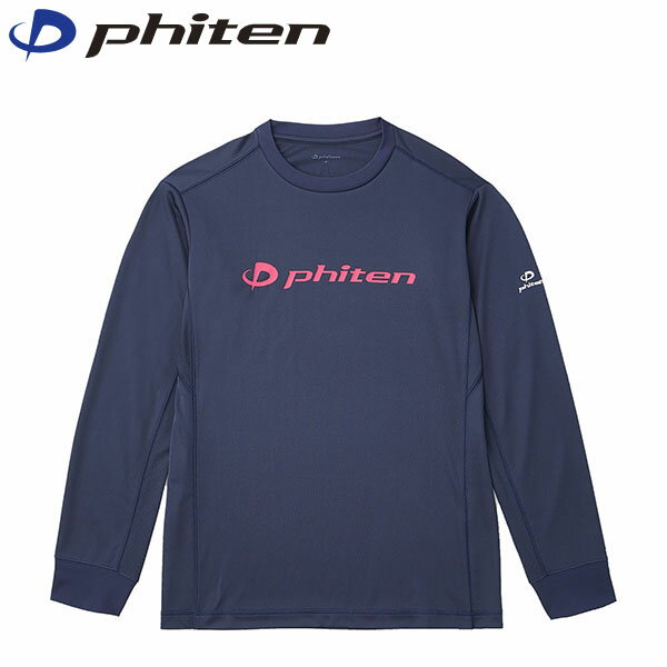 ファイテン Phiten メンズ レディース 長袖シャツ RAKUシャツ 長袖 ネイビー/ピンク O スポーツ 吸汗速乾 ルームウェア パジャマ PHIJG62...