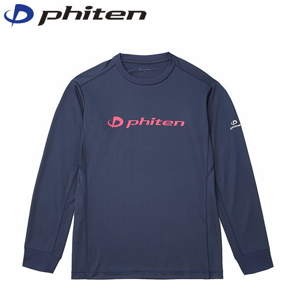 ファイテン Phiten メンズ レディース 長袖シャツ RAKUシャツ 長袖 ネイビー/ピンク 3XO スポーツ 吸汗速乾 ルームウェア パジャマ PHIJG...