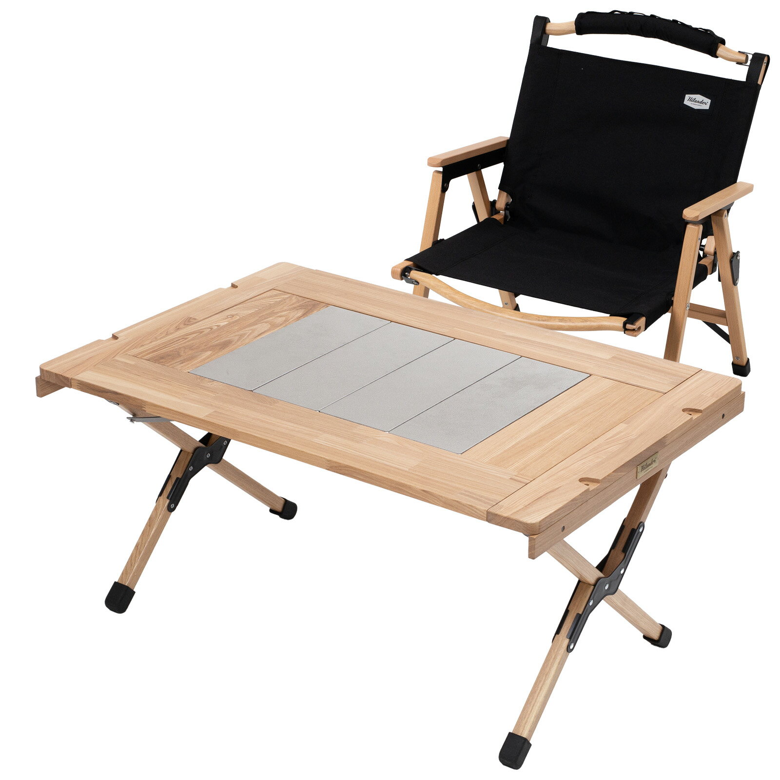 Hilander(ハイランダー) 【お得なセット】CHEF TABLE(シェフテーブル)LIGHT 90+ウッドフレームチェアEX HCJ-017+HCJ-037