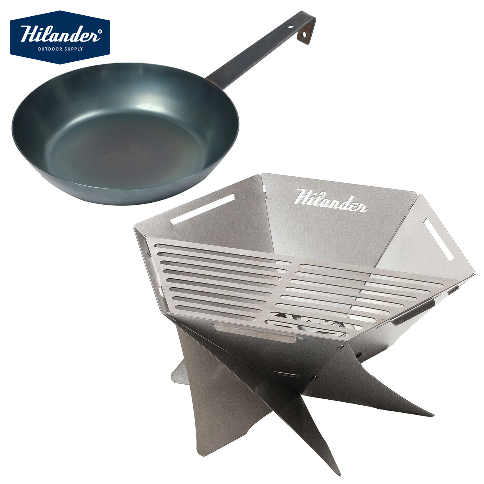 Hilander(ハイランダー) 【お得なセット】六花焚き火フライパン24cm 深型+焚き火台 六花(りっか)(梯形五徳付き) HCF-013F+HCS-003