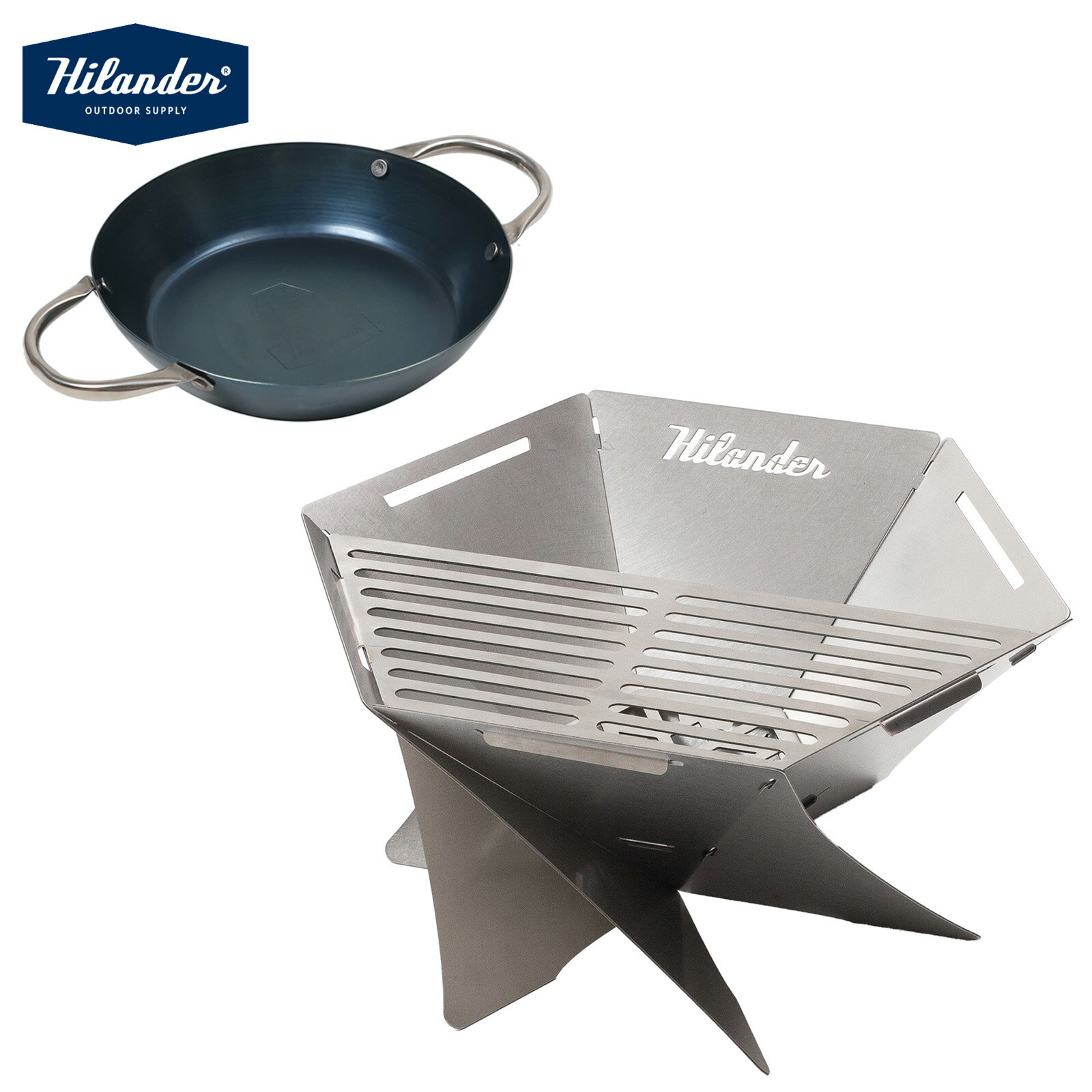Hilander(ハイランダー) 【お得なセット】六花スタッキングパン+焚き火台 六花(りっか)(梯形五徳付き) HCF-014F+HCS-003