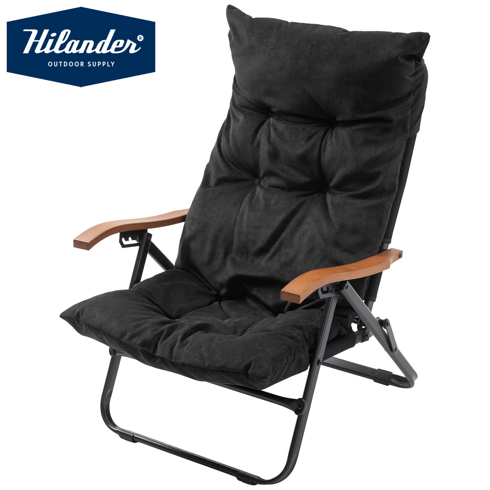 Hilander(ハイランダー) 【お得なセット】クライマックスローチェア2 AL+コーデュロイチェアカバー ブラック HCT-044+N-128
