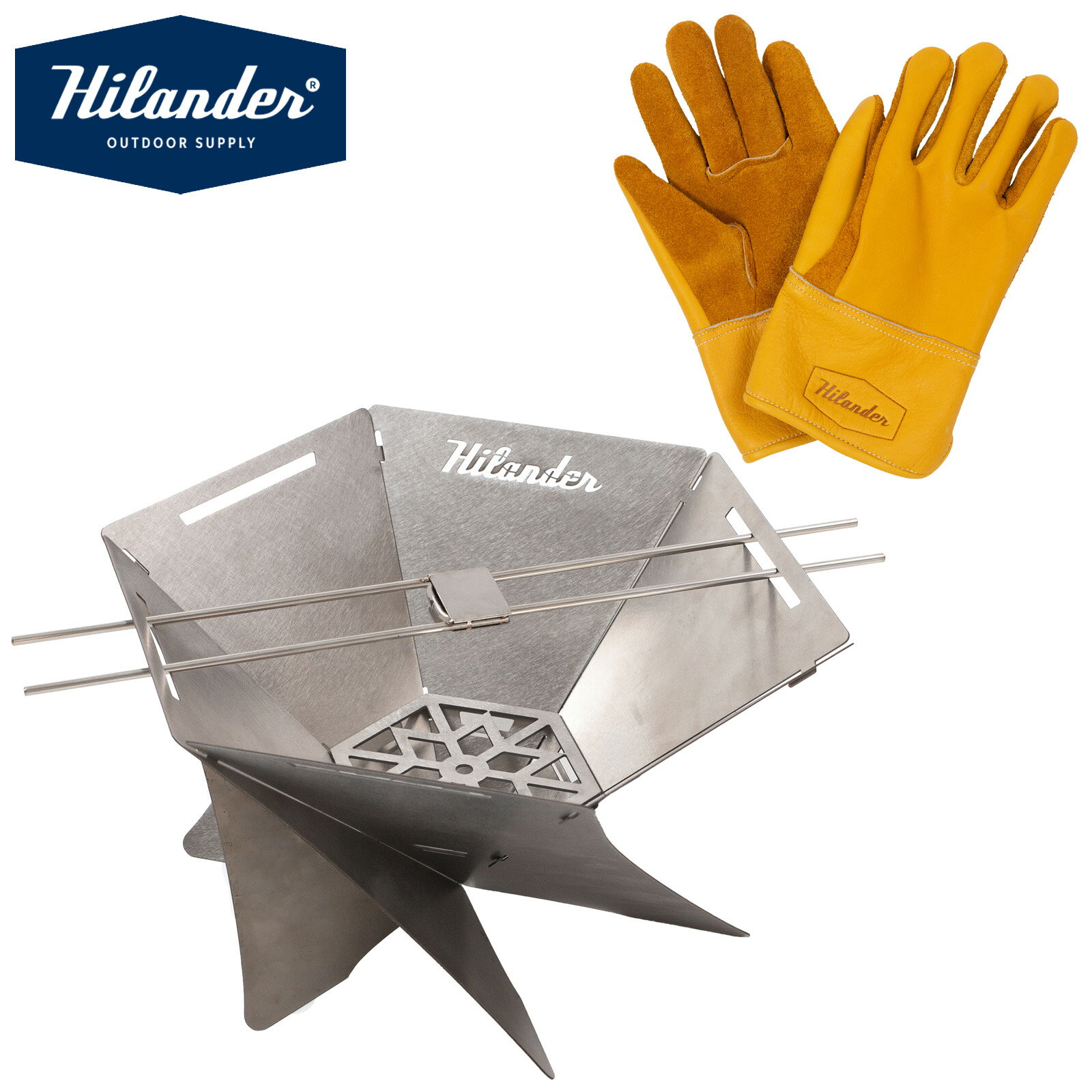 Rakuten - Hilander(ハイランダー) 【お得なセット】焚き火台 六花(りっか)MINI+六花焚き火グローブ HCS-040+HCM-001
