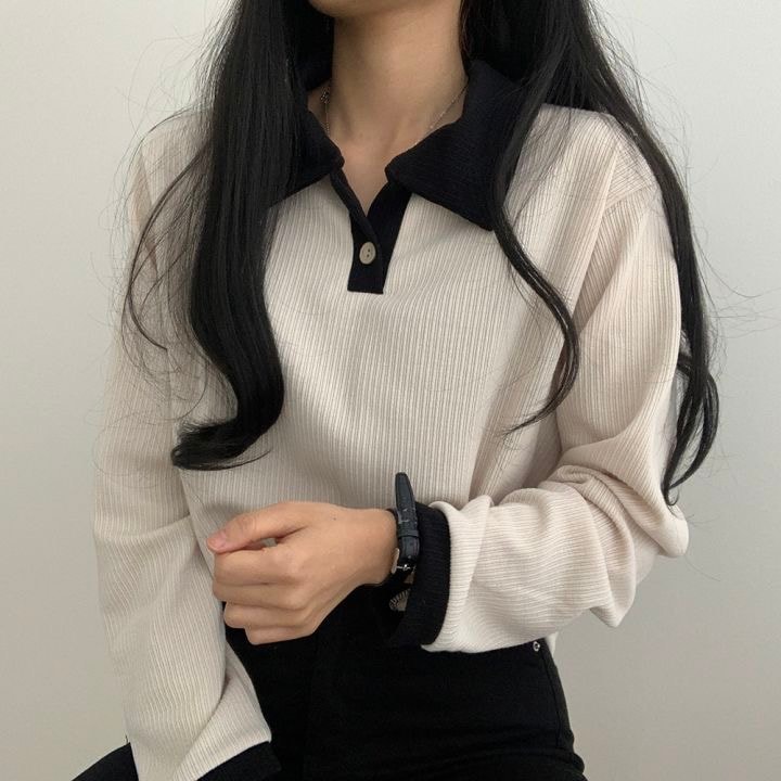 秋 長袖 Tシャツ ショート丈 カットソー トップス カジュアル 配色ストリートへそ出しタイトネックスリーブ 肌見せ T ファッションレディース かわいいハーフ衣装風冬トップス hiliteshop-10011343 ハイライトショップ サンプル画像2