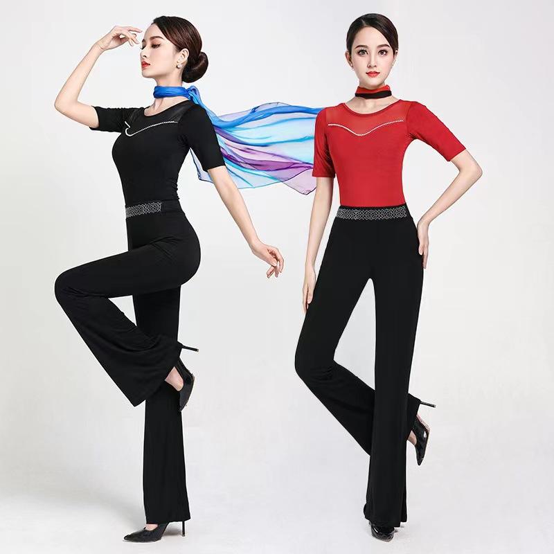 ダンス服 レディース ボディスーツ セット モダール コットン エレガント メッシュ...