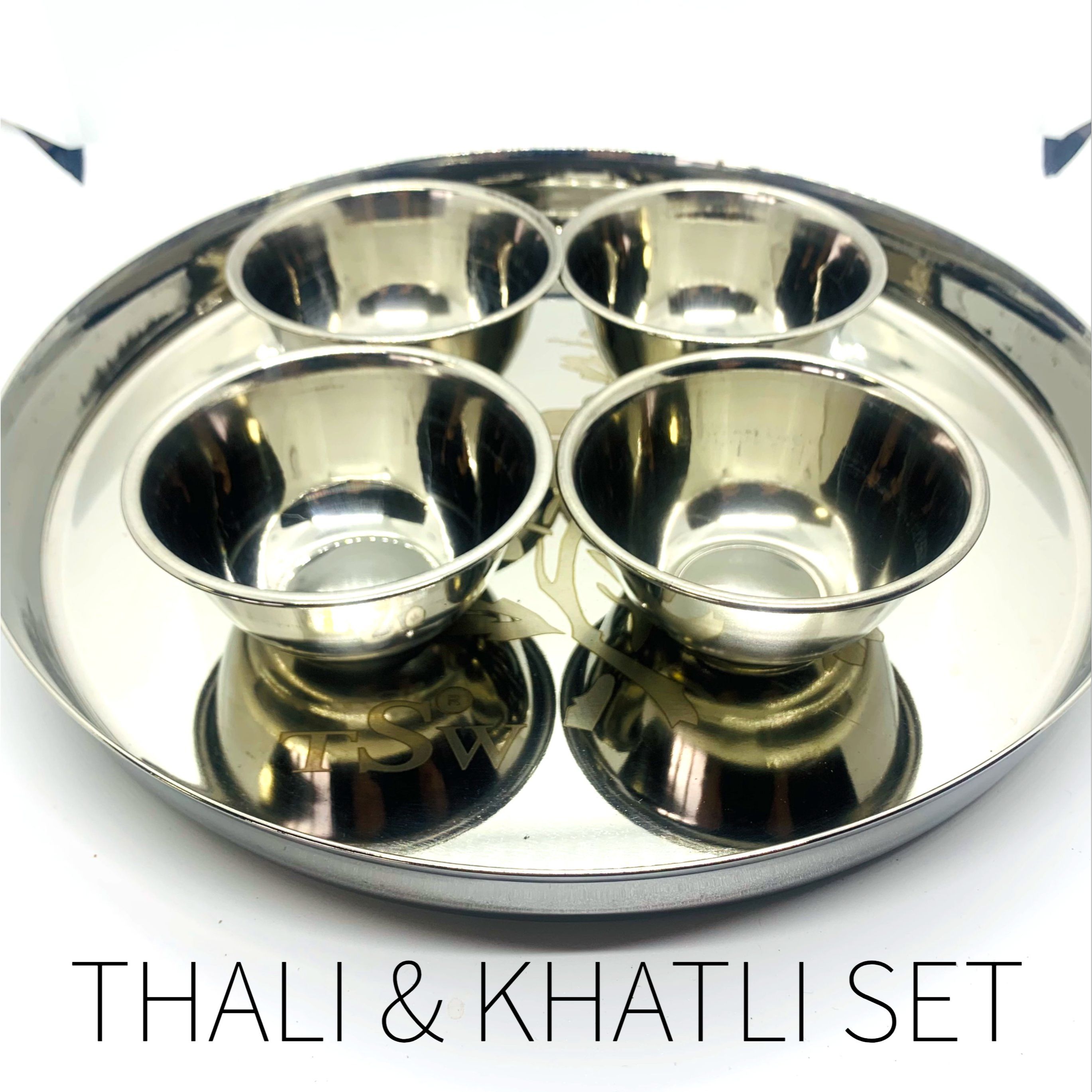 【 楽天スーパーSALE 20%OFF!! 】 インド食器 THALI & KHATLI SET ターリー カトリ セット トレイ セット ボール4個 ステンレス食器 送料無料 インド皿 スタッキング キャンプ バーベキュー アウトドア などにも 食器セット ポイント消化 バーベキュー BBQ