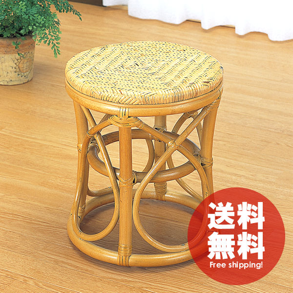 ライフ in ラタン◇軽量籐スツール【アジロ編み】:送料無料【籐・アジアン】