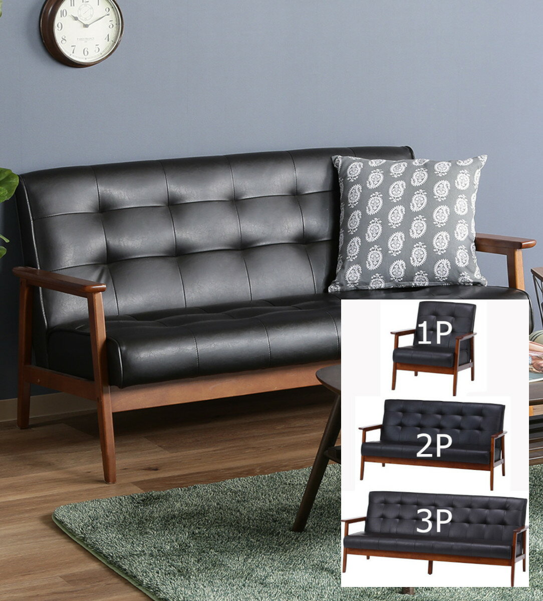 乐天商城 - 合皮レザー張り ソファー SOFA 天然木製フレーム オフィスの応接ソファ 役員室 社長室 商談室 面談 面接 接客 椅子 ベンチ
