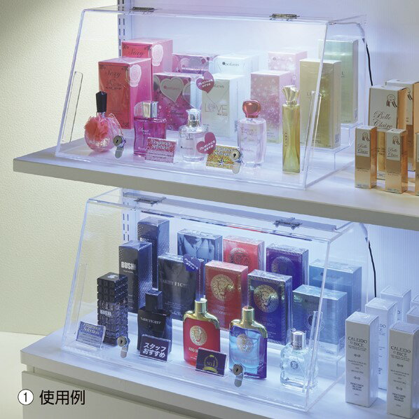 鍵付き LED照明 ライト付き アクリルショーケース コレクションケース ボックス 金庫 貴重品 ロッカー セイフティー アクセサリー ジュエリー 腕時計収納ケース