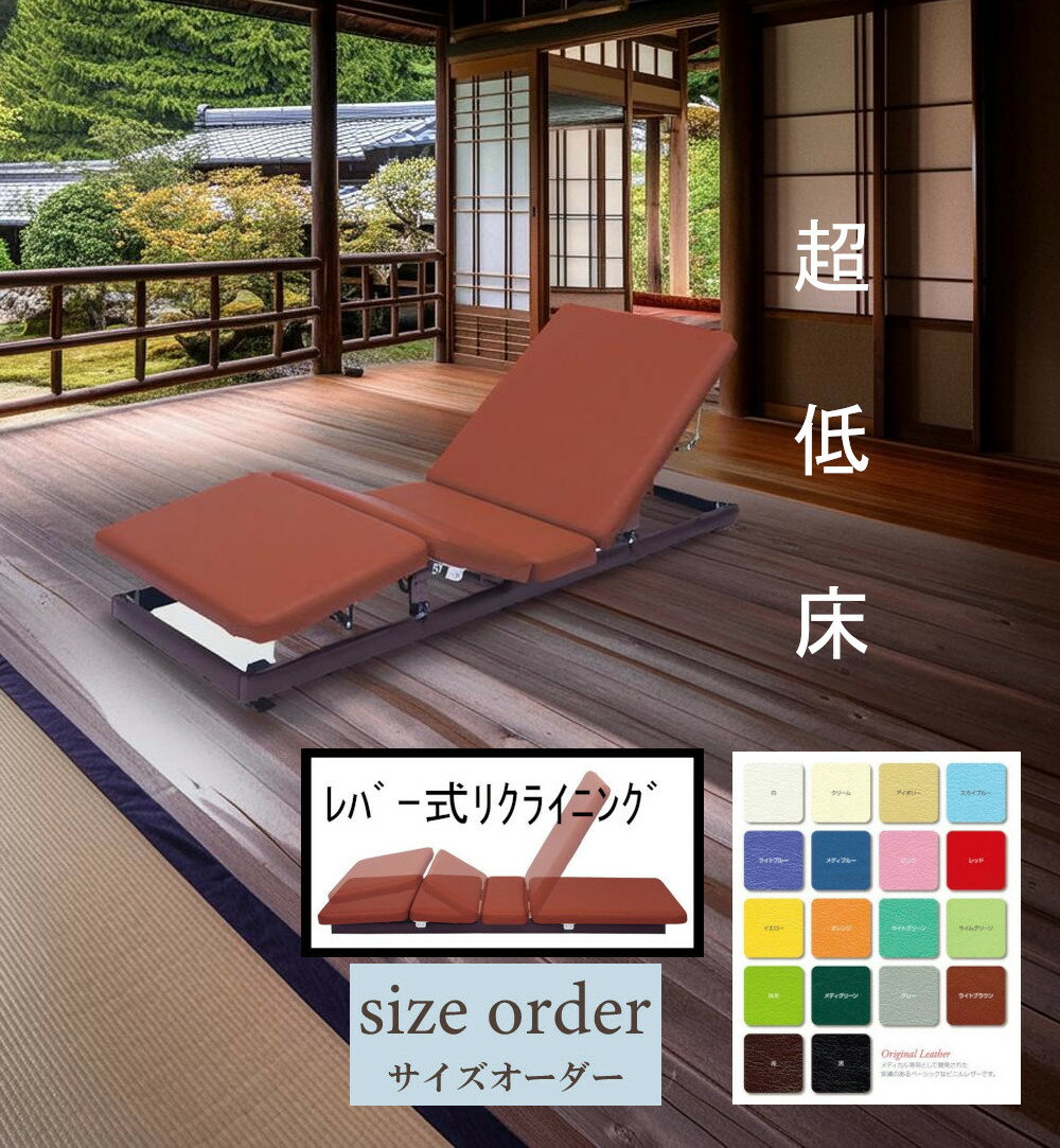 新商品 超低床 リクライニング ベッド 介護ベッド リラクゼーション 病院 福祉施設 旅館 宿泊施設 サウナ スパ用 BED サイズオーダー レザー18色展開