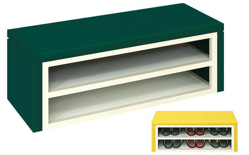 スリッパラック内蔵 ベンチ レザー張り 学校 塾 病院用 50-180cmワイド サイズオー...