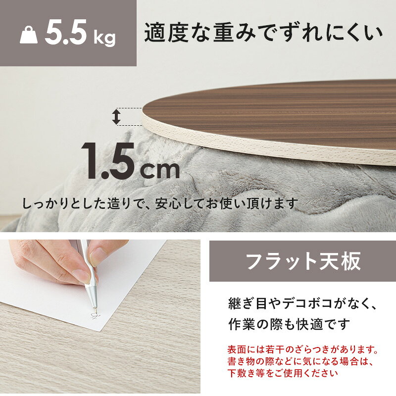 天板のみ こたつ用天板 コタツ天板 炬燵天板だけ デザイン3パターン リバーシブル ブラウン ホワイト 長方形 正方形 円形 [2]