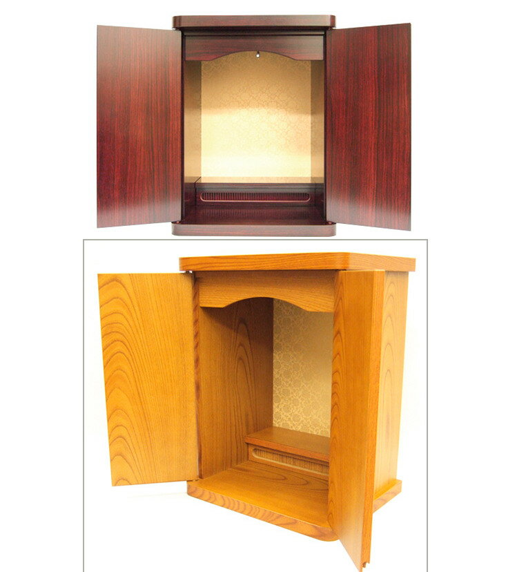 仏壇 お盆用品 お彼岸 木製 家具調 ミニ 小型 コンパクト 紫檀調 欅調木目 民芸和家具 日本製 国産