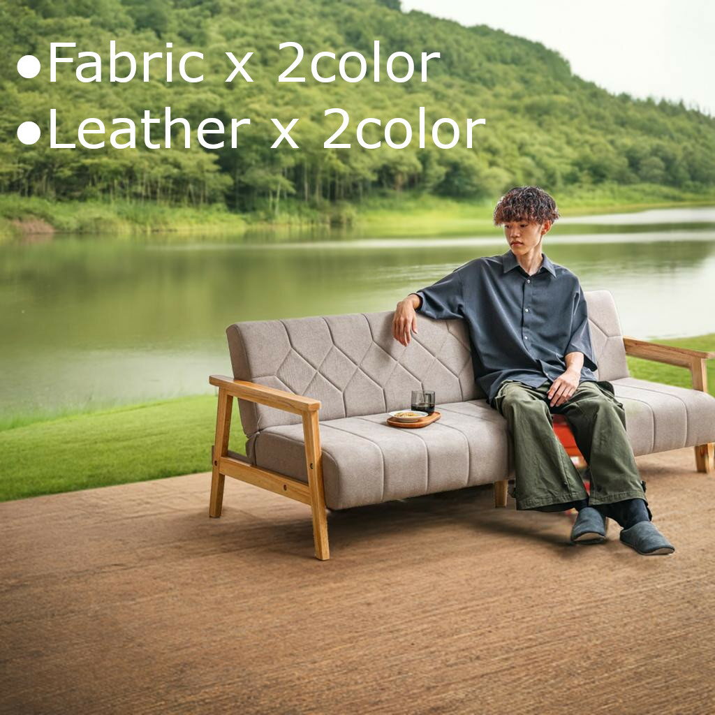 ソファベッド sofabed ワイドソファー 190cm幅 レザー張り ファブリック張り