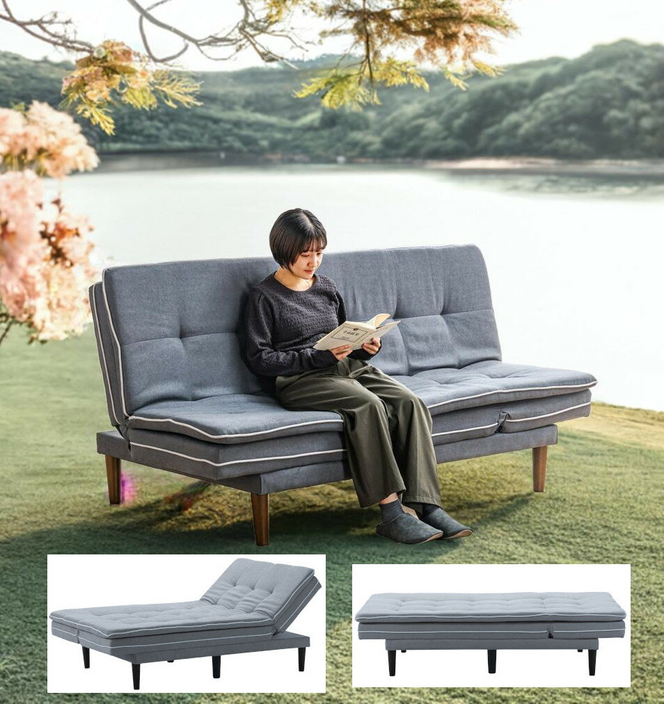 ソファベッド ワイドソファー リクライニング式 ファブリック張り デイベッド カウチソファ おしゃれ