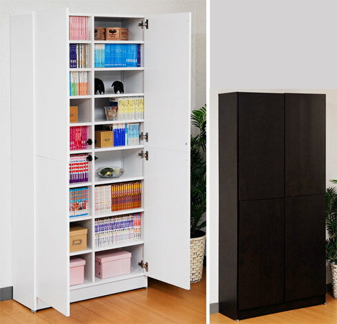 【ジェルキャン対象商品】【オータムセール：収納】1cmピッチ可動棚♪ 扉付ラック：幅86送料無料