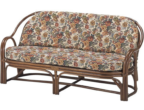 籐 ラタン 藤 曲線美 レトロ ブラウン 3人掛け ソファー